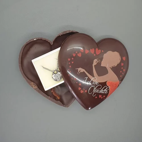coeur-bijou-collier Coeur chocolat noir