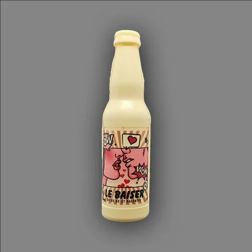 Bouteille-bière-baiser-blanc Moulage de bouteille de bière avec une image d'un baiser